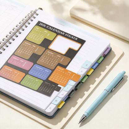 2027 Color-Coded Calendar Index Tab Stickers