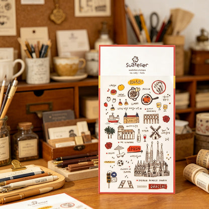 Hola Spain Travel Waterproof Sticker Sheet (MK2GWCT6Z11HST90)