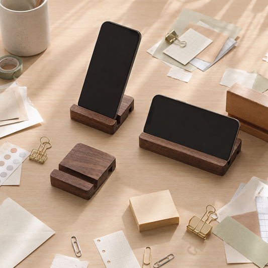 Minimal Grooved Wooden Phone Stand