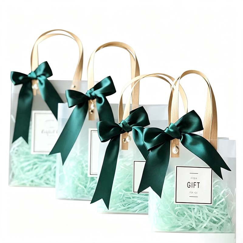 10 Transparent Gift Handbag with Bow