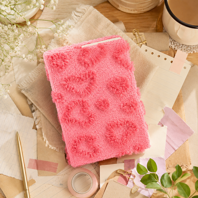 Raised Rose Plush Journal Notebook