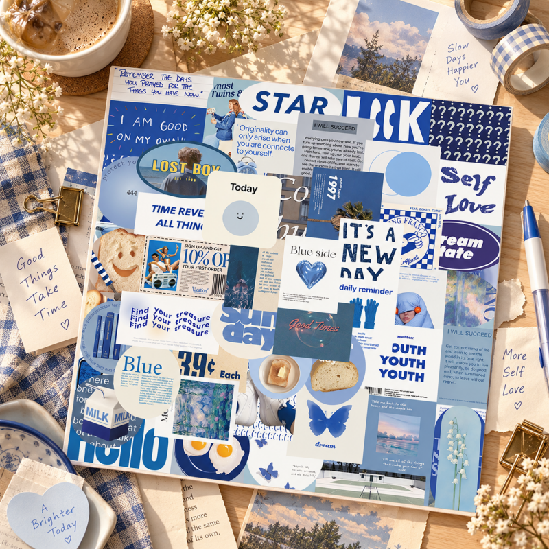 Blue Aesthetic Die-Cut Stickers