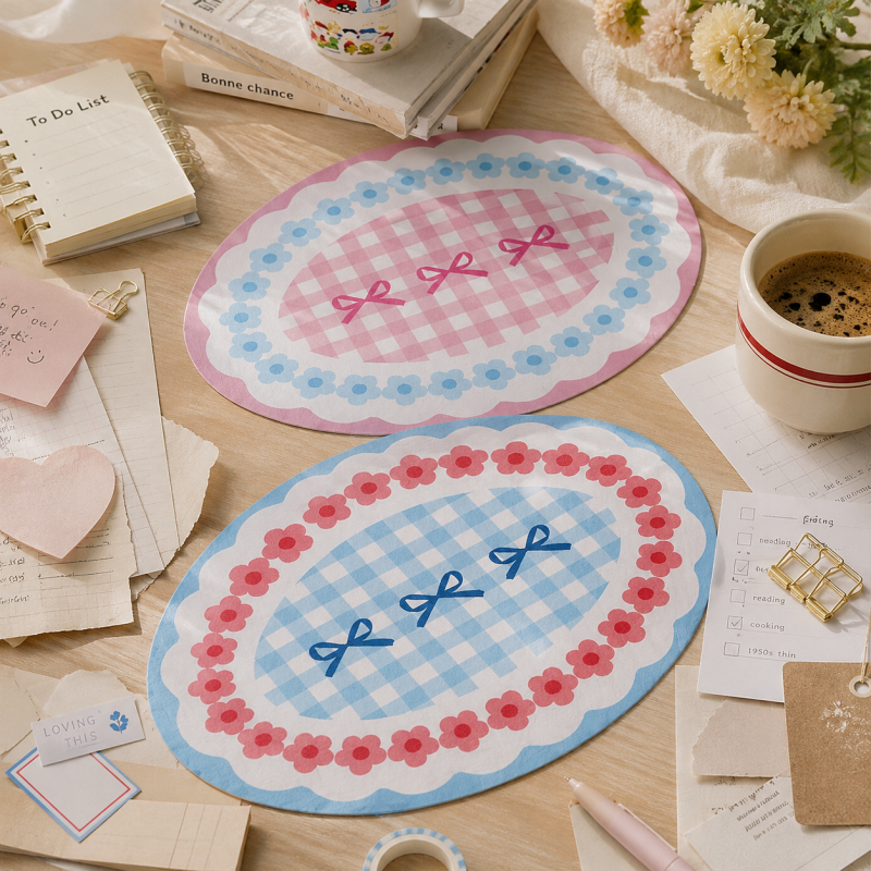 Pastel Lace Print Round Coaster