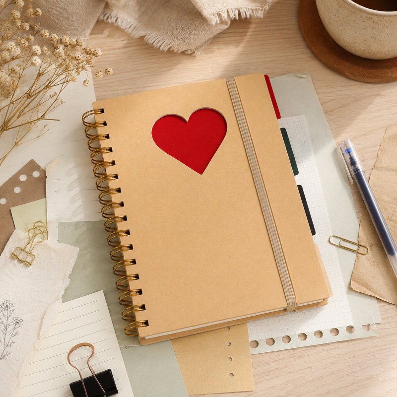 Heart Cutout Kraft Binder Notebook