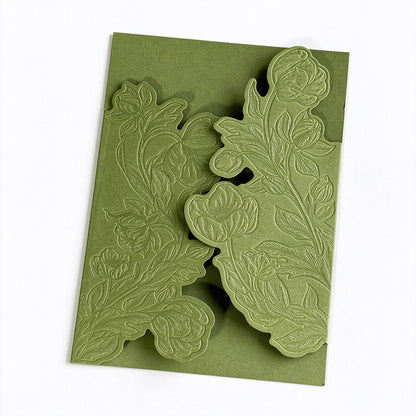 Blind-Embossed Floral Wedding Invitation Card Sleeve - Pack of 50