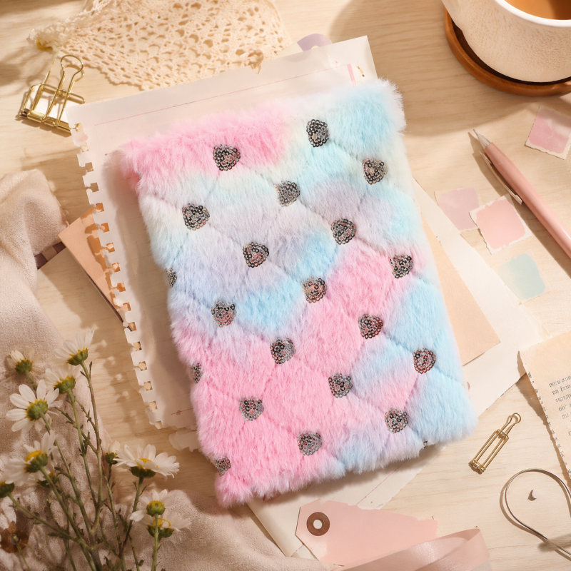 Pastel Lattice Plush Journal Notebook