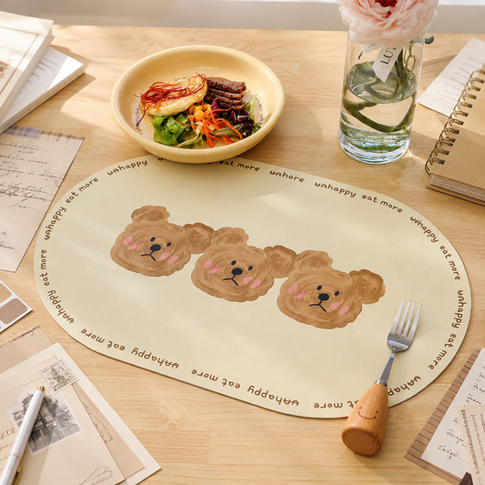 Bear Print Oval Table Mat
