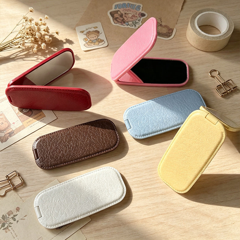Leather-Texture Flip Mirror Phone Stand
