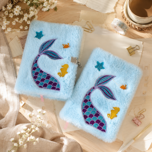 Swan Sequin Plush Journal Notebook