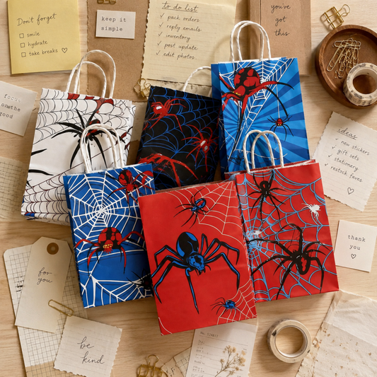 Halloween Spider Web Kraft Paper Gift Tote Bag