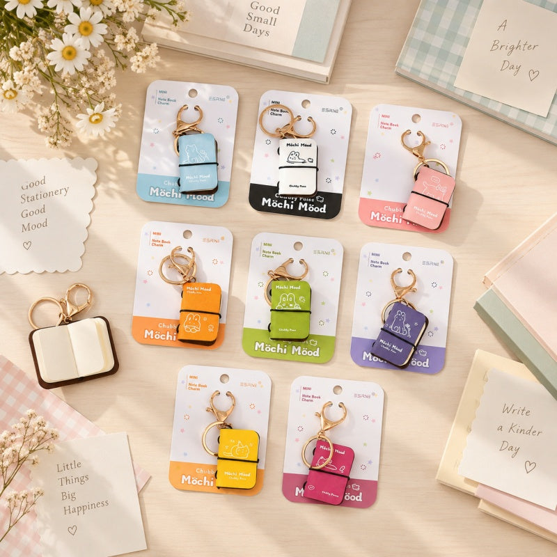 Mini PU Leather Notebook Keychain Charm  – Assorted Set of 16