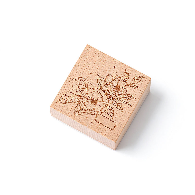 Wildflowers Wooden Rubber Stamp