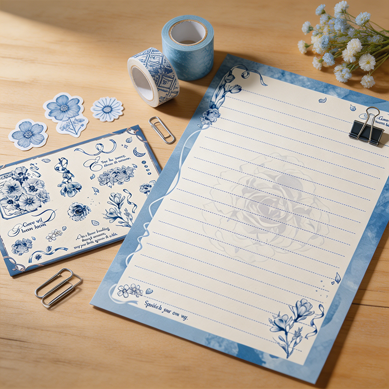 Blue Floral Letter Writing Set