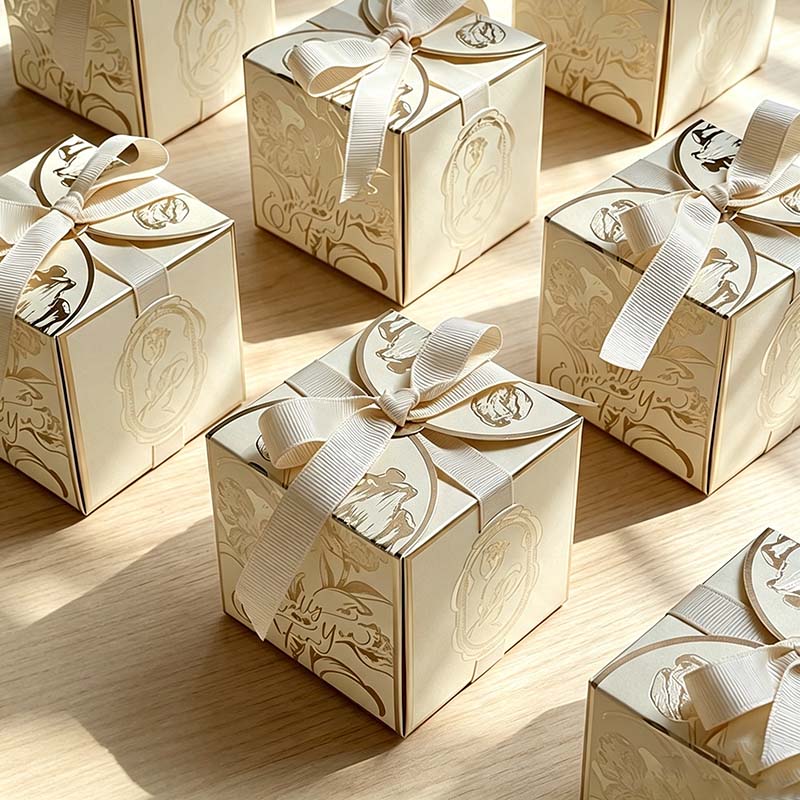 10 Foil Ribbon Cube Gift Box
