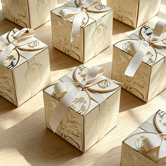 10 Foil Ribbon Cube Gift Box