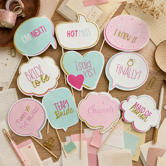 5 Hen Party Speech Bubble Prop Set
