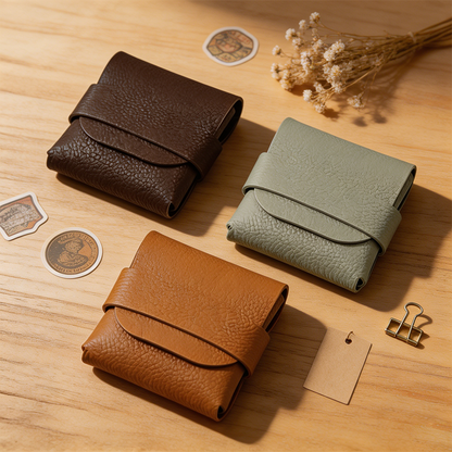 Mini Fold-Over Leather Storage Pouch