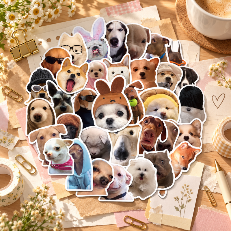 Funny Dog Photo Die-Cut Stickers