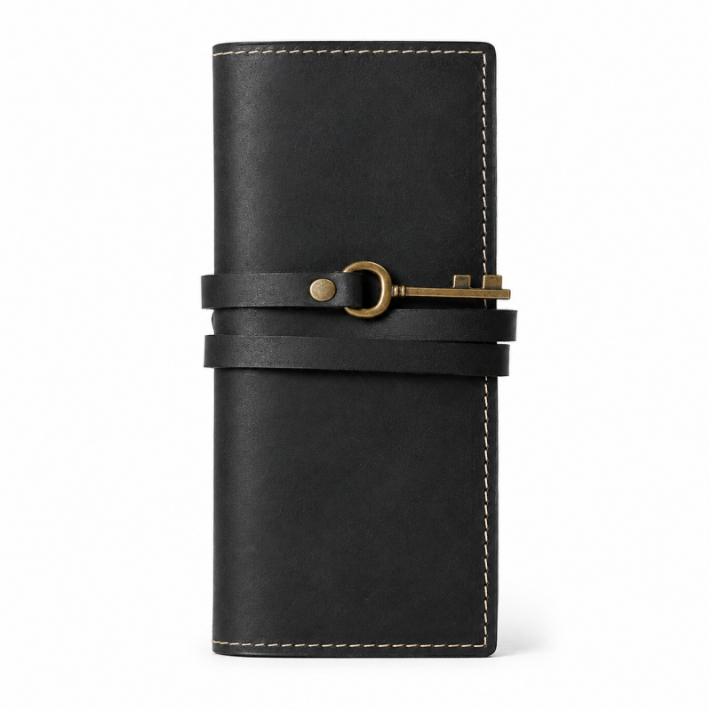 Vintage Genuine Leather Roll-up Pen Case
