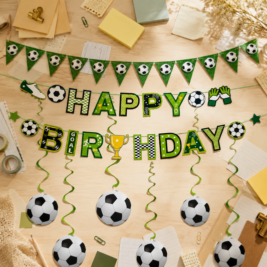 10 Soccer Birthday Hanging Decoration Set