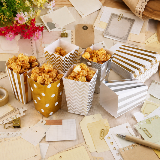 10 Foil Print Popcorn Boxes