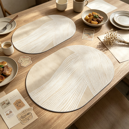Oval Leather Look Table Mat