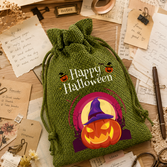5 Green Series Halloween Candy Gift Packaging Drawstring Bags