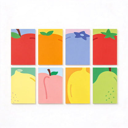 Bold Fruit Memo Pad Set with Full-Bleed Fruit Artwork – 8-Piece Assorted Set