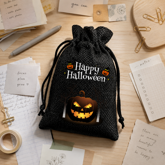 10 Black Series Halloween Candy Gift Packaging Drawstring Bags