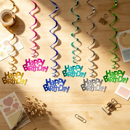 Happy Birthday Hanging Spiral Decorations Set