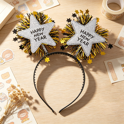 2027 Happy New Year Star Tinsel Party Headband