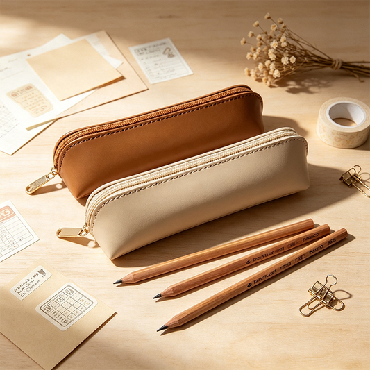 Minimalist Faux Leather Pencil Case
