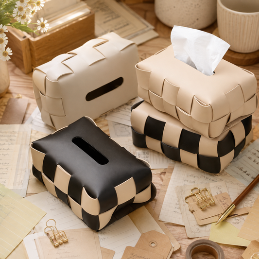 Woven Leather Tissue Holder