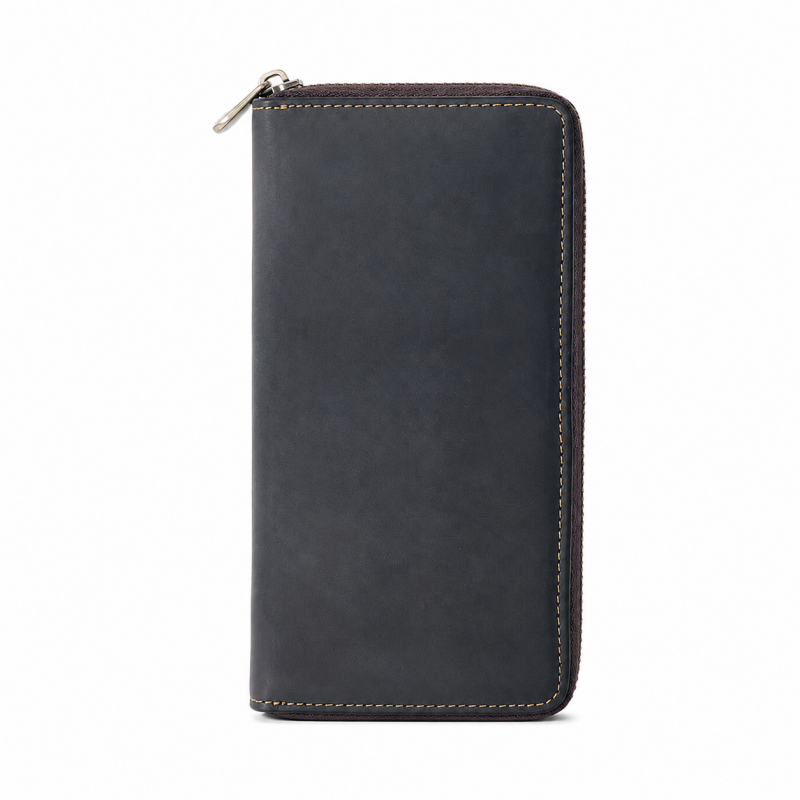 Zip Portfolio Leather Pencil Case
