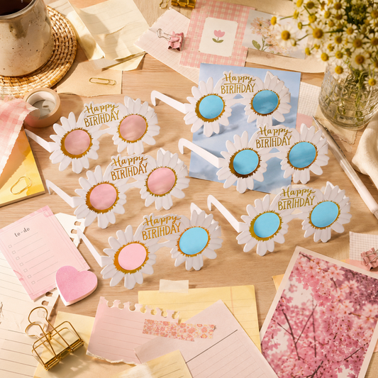 10 Happy Birthday Photo Prop Glasses Set