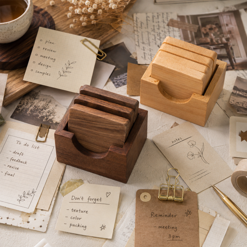 Stackable Wooden Tea Coaster Set