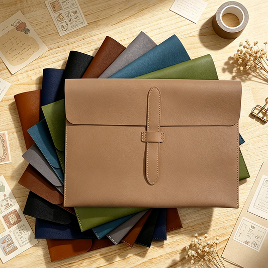 Horizontal PU Leather Latch Flap Document Pouch
