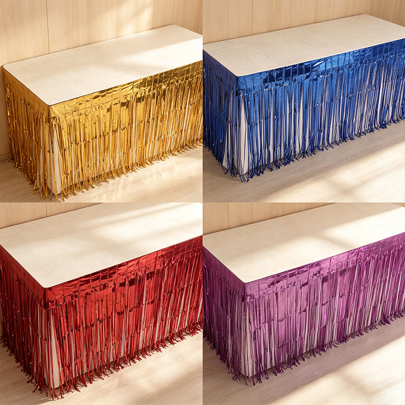 Metallic Foil Fringe Table Skirt
