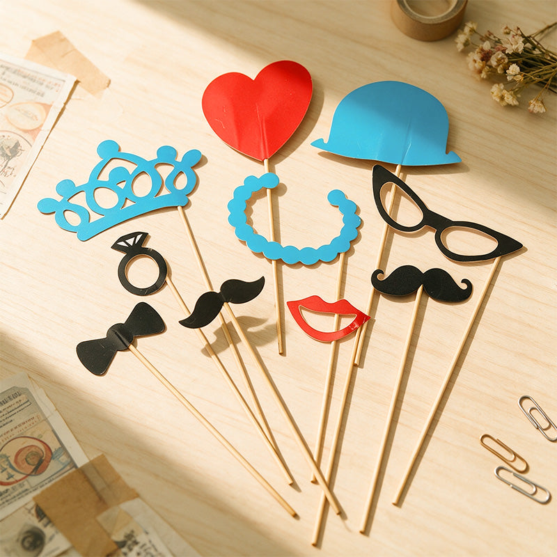10 Assorted Party Photo Booth Prop Set