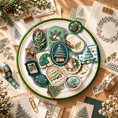 Christmas Label Sticker Pack with Printed 3D Effect