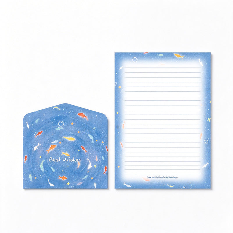 Dreamy Goldfish Letter & Envelope Set – 4 Envelopes + 4 Lined Letter Sheets