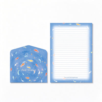 Dreamy Goldfish Letter & Envelope Set – 4 Envelopes + 4 Lined Letter Sheets