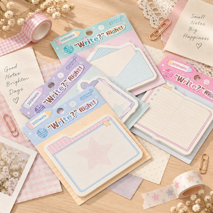 Cute Aesthetic Pastel Sticky Memo Pads – Assorted Set of 48