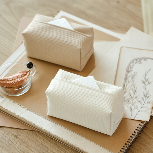 Pleated Leather Look Tissue Holder