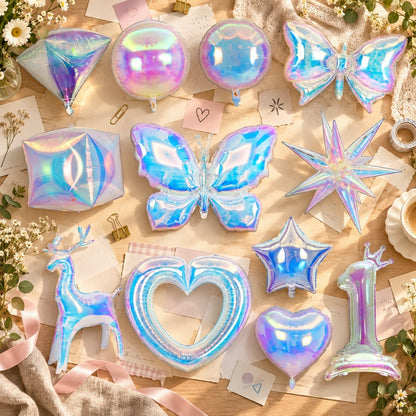 Iridescent Birthday Party Foil Balloons - 25 pieces per Pack