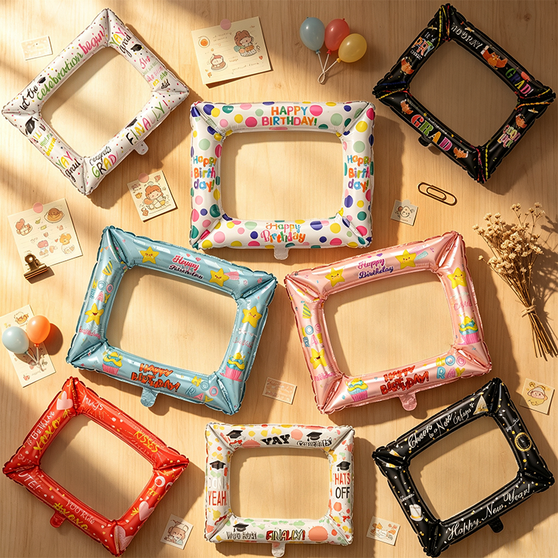 Celebration Photo Booth Frame Foil Balloons – 50-Piece Pack