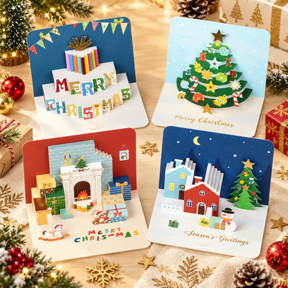 3D Pop-Up Christmas Cards with Gold Foil