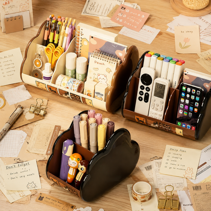 Multi-Grid Curved Side Desktop Storage Box