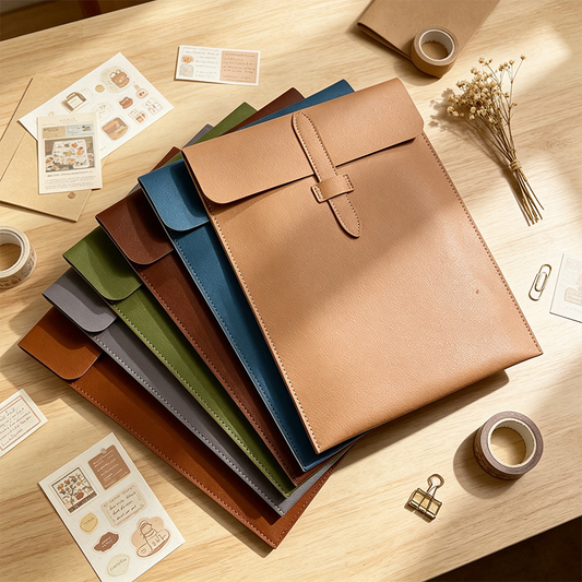 Vertical PU Leather Latch Flap Document Pouch