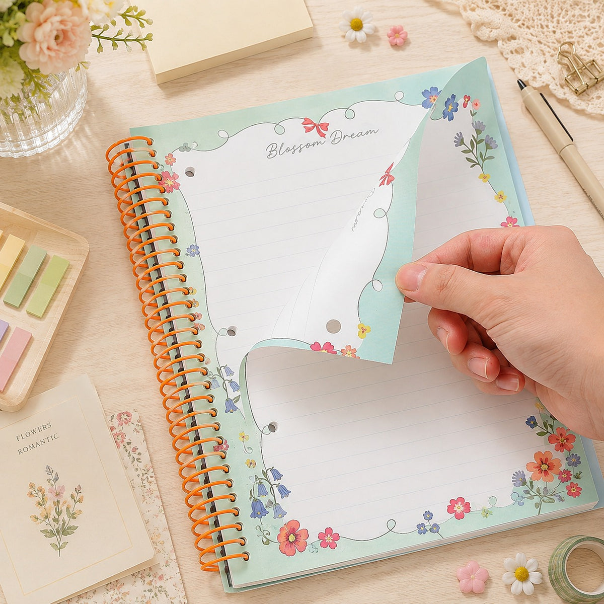 Floral Illustration A4 Spiral Notebook